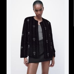 BNWT! Zara Embroidered velvet jacket